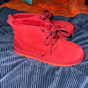 UGG Red Suede Ankle Boots